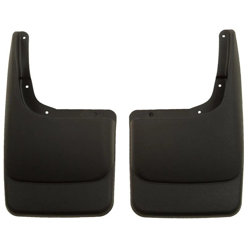 Husky Liners custom-molded black thermoplastic rear mud guards for 2004-2014 Ford F-150 without fender flares.