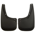 Black Husky Liners Custom-Molded Rear Mud Guards featuring thermoplastic construction and FormFit Design.