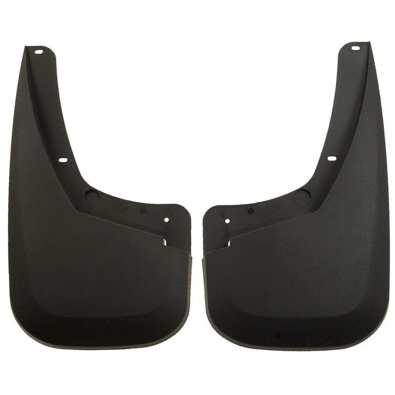 Black Husky Liners Custom-Molded Rear Mud Guards featuring thermoplastic construction and FormFit Design.