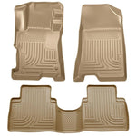 Husky Liners WeatherBeater tan front and one-piece second row floor liners for 2008-2012 Honda Accord 4-door sedan.