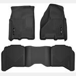 Black Husky X-act Contour front and second row floor liners for 2009-2024 Dodge Ram crew cab trucks.