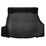 Black Husky Liners WeatherBeater trunk liner for 2010-2014 Ford Mustang coupe with raised spill-containing edges.