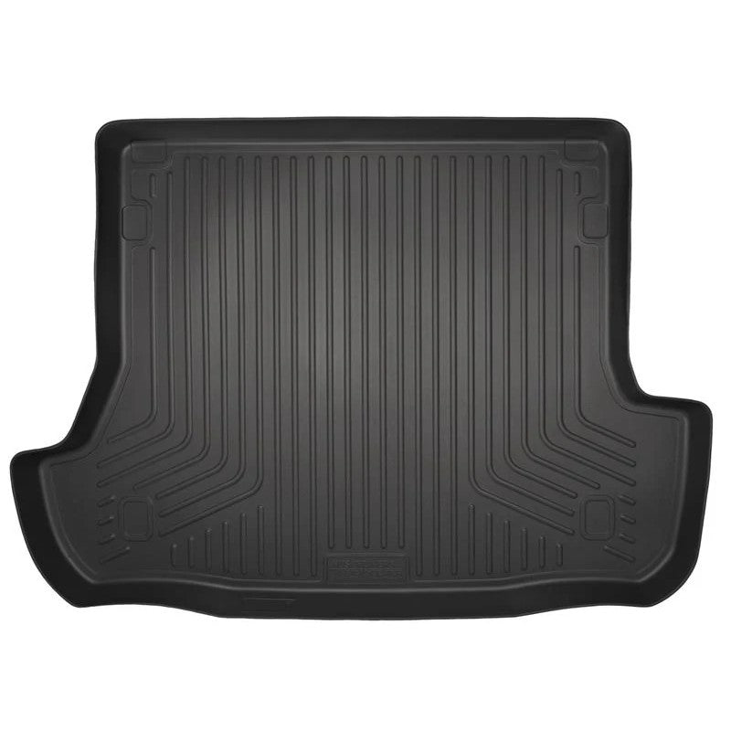 Black Husky Liners WeatherBeater rear cargo liner installed in a Toyota 4Runner with the 3rd row seats folded down