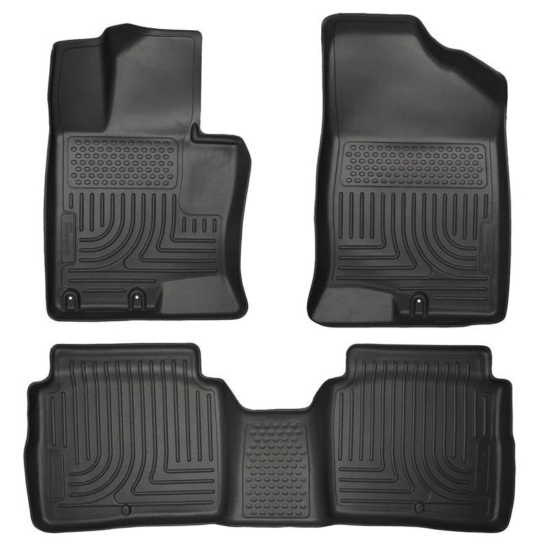 Husky Liners Weatherbeater black front and second row floor liners for 2011-2015 Kia Optima