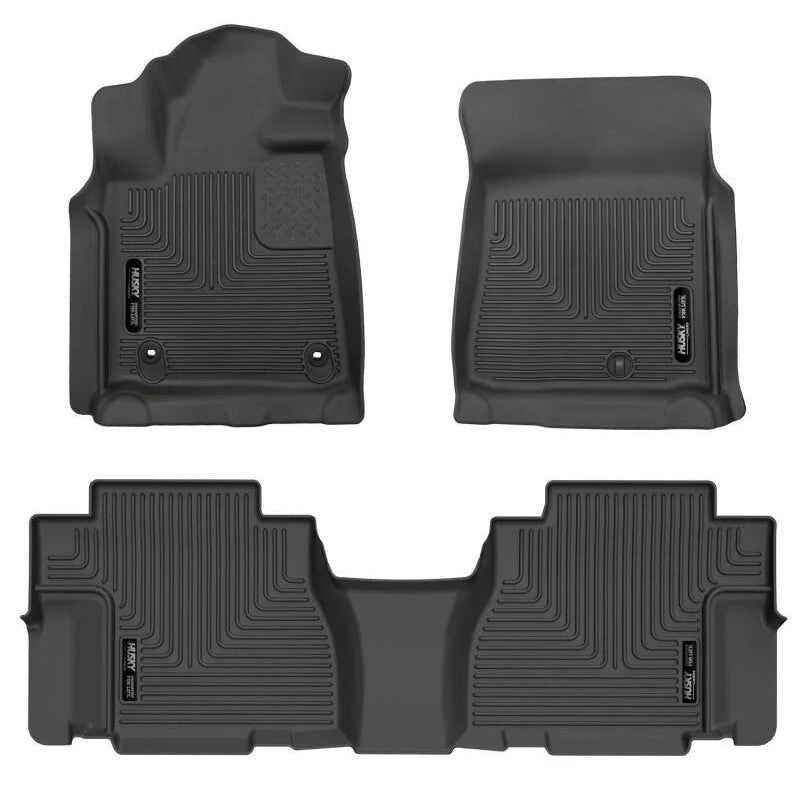 Husky Liners Weatherbeater black front and second row floor liners for 2008-2022 Toyota Sequoia.