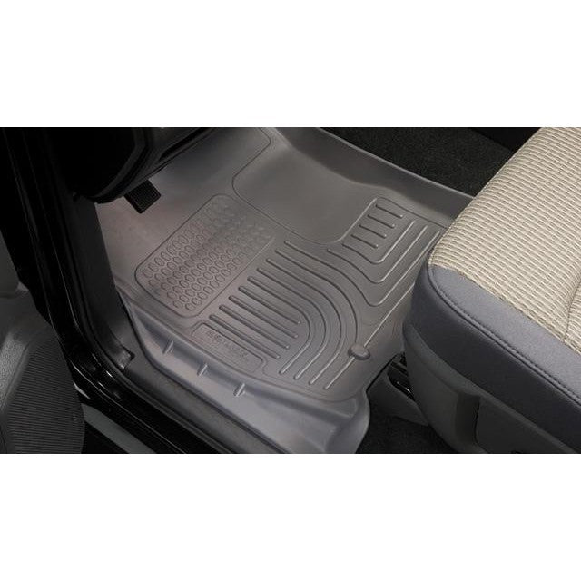 Tan Husky Liners WeatherBeater front floor liners for 2013-2021 Toyota Land Cruiser and Lexus LX570.