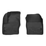 Black Husky Liners X-act Contour front floor liners showing the rubberized DuraGrip texture and raised FormFit Edge.