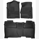Black Husky Liners X-act Contour front and second row floor liners for 2014-2019 Silverado and Sierra Crew Cab trucks.