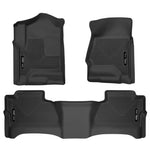 Husky Liners WeatherBeater black front and second row floor liners for 2014-2019 Chevrolet Silverado and GMC Sierra trucks.