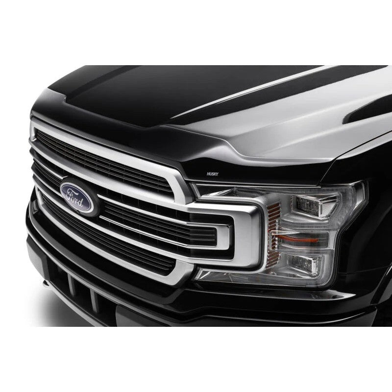 Dark smoke Husky Liners Aeroskin hood protector installed on a 2015-2020 Ford F-150 hood