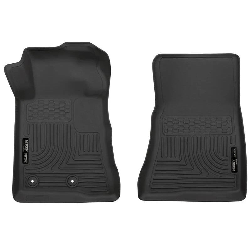 Pair of black Husky X-act Contour front floor liners with FormFit Edge for 2015-2026 Ford Mustang.