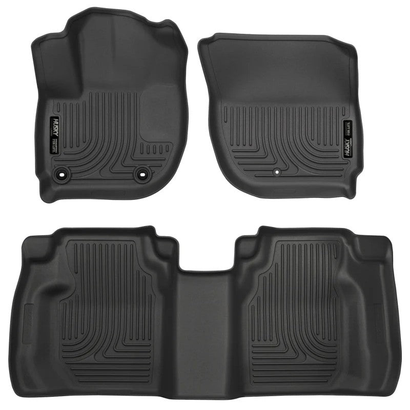 Black Husky Liners Weatherbeater front and second row floor liners for 2015-2020 Honda Fit