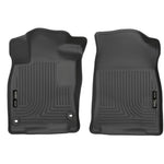 Black Husky X-Act Contour front floor liners for Honda Civic and Insight with DuraGrip texture and StayPut cleats.