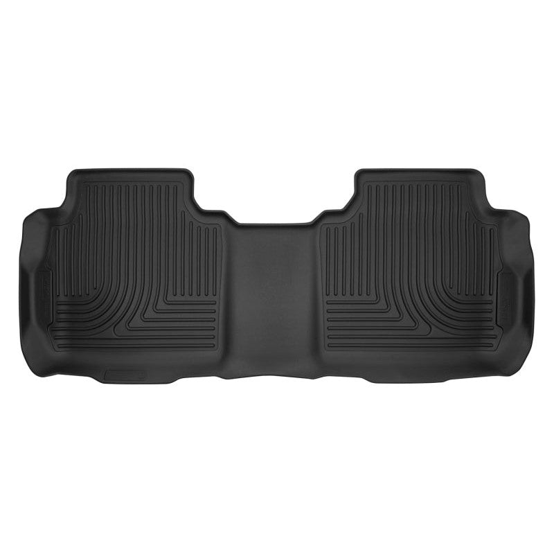 Husky Liners X-act Contour black 2nd row bench floor liner for Cadillac XT5, Chevy Blazer, and GMC Acadia.