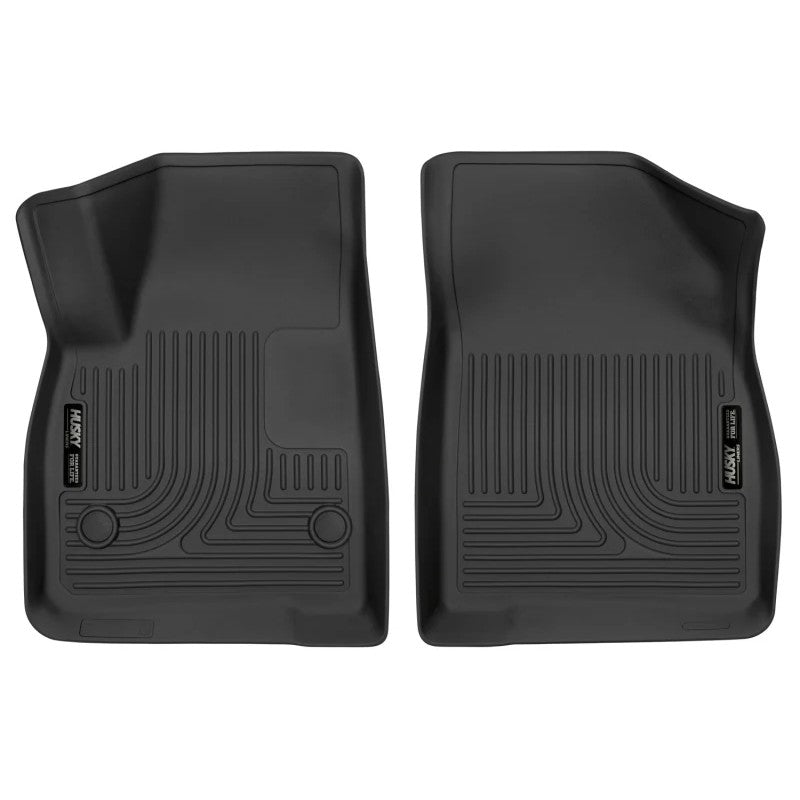 Black Husky Liners X-act Contour 2nd row bench floor liner (52251) for Cadillac XT5, Chevy Blazer, and GMC Acadia.