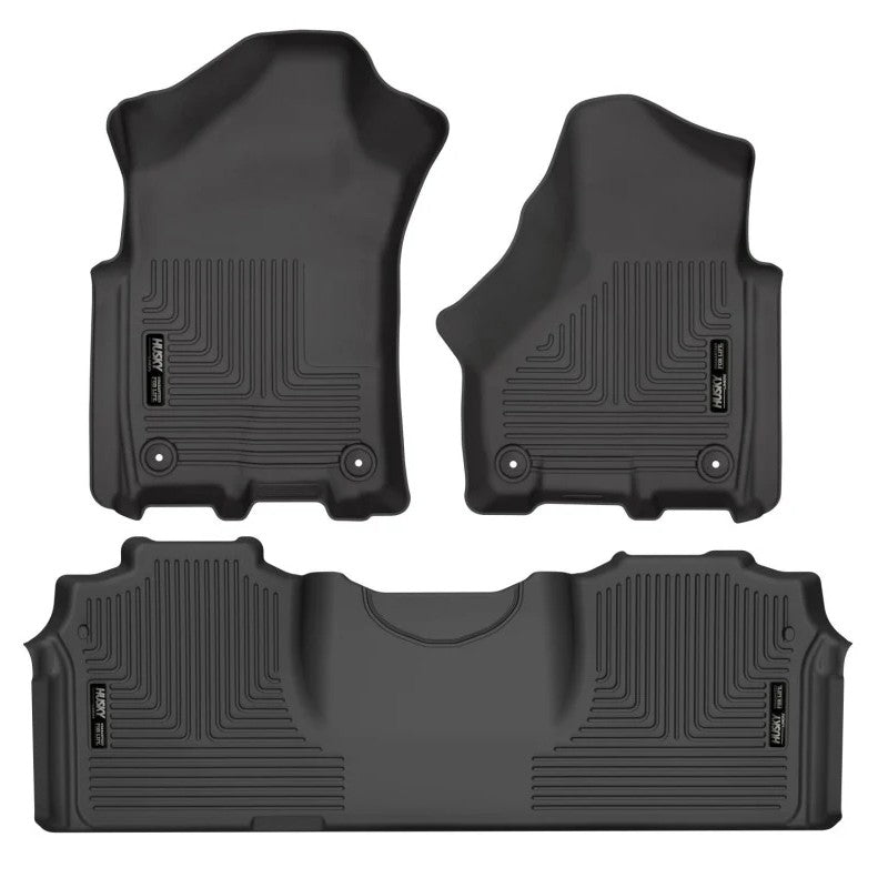 Husky Liners Weatherbeater black front and second row floor liners for 2019-2025 Ram 2500/3500 Mega Cab.