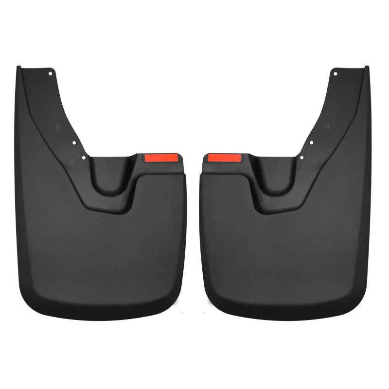 Husky Liners black custom-molded front mud guards for 2019-2025 Ram 2500/3500 trucks.