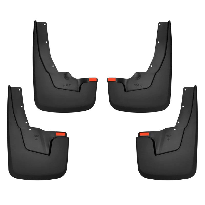 Husky Liners custom-molded black thermoplastic front and rear mud guards for 2019-2024 Ram 1500.