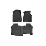 Black Husky Liners X-act Contour front and second row floor liner set for 2019-2026 Silverado and Sierra trucks.