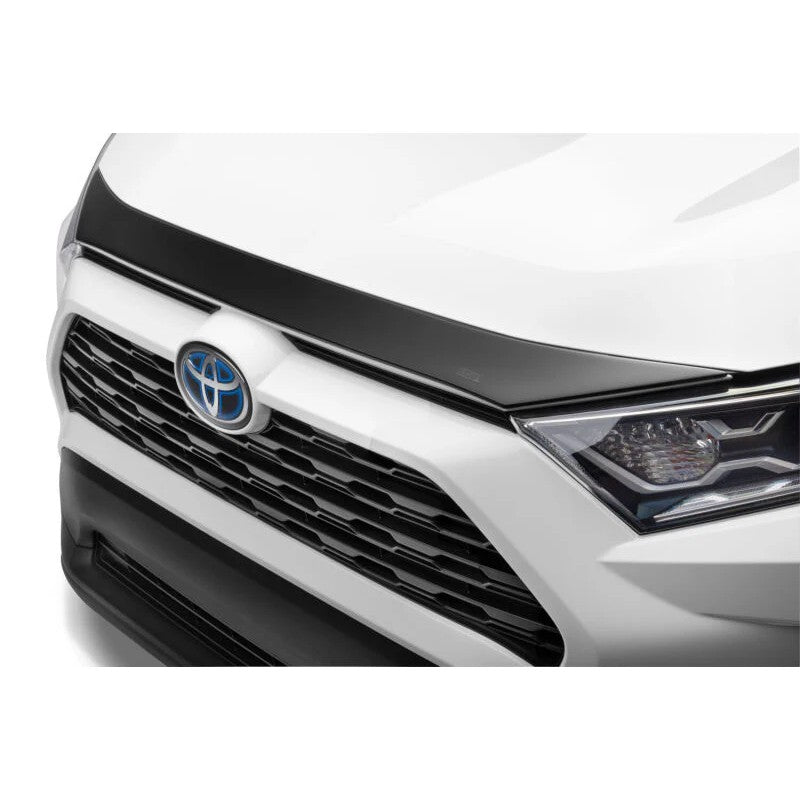 Husky Liners Aeroskin hood protector in a textured matte black finish installed on a 2019-2025 Toyota RAV4.
