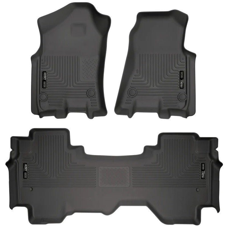 Black Husky Liners Weatherbeater front and second row floor liners for 2019-2026 Ram 1500 Quad Cab.