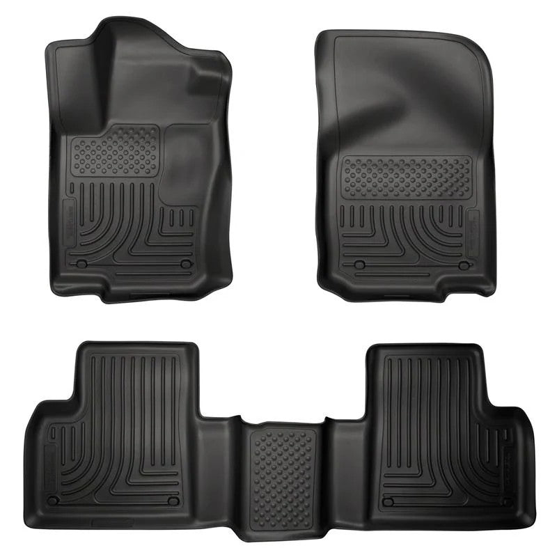 Black Husky Liners WeatherBeater front and rear floor liner set for 2012-2019 Mercedes-Benz GL, GLE, GLS, and ML SUVs.
