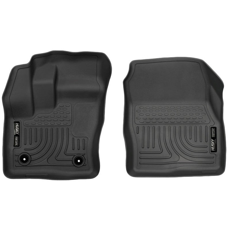 Husky Liners WeatherBeater black front floor liners for a 2014-2019 Ford Transit Connect.
