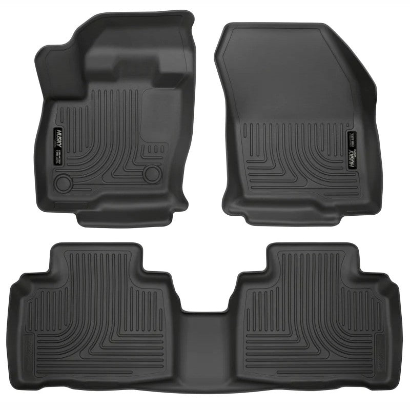 Husky Liners WeatherBeater black front and second row floor liners for 2015-2024 Ford Edge.