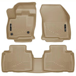 Tan Husky Liners WeatherBeater front and 2nd row floor mats for 2015-2024 Ford Edge.