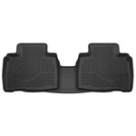 Black Husky Liners X-act Contour 2nd row floor liner for 2015-2024 Ford Edge showing DuraGrip texture and StayPut Cleats.
