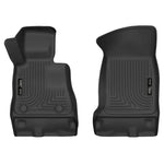 Husky Liners X-Act Contour black front floor liners for 2016-2024 Chevrolet Camaro showing DuraGrip textured surface.