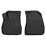 Husky Liners X-act Contour black front floor liners for 2016-2025 Chevrolet Malibu showing the textured DuraGrip surface.