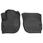 Black Husky Liners Weatherbeater front floor mats for Honda Fit and HR-V showing precision-molded texture and raised edges.