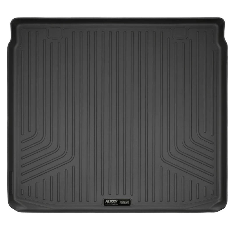 Black Husky Liners WeatherBeater cargo liner with FormFit Edge and StayPut Cleats for Honda CR-V and HR-V.