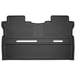 Husky Liners WeatherBeater 2nd row black floor liner for 2017-2025 Honda Ridgeline showing StayPut cleats and FormFit Edge.
