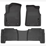 Black Husky Liners Weatherbeater front and second-row floor liners for a 2019-2024 Infiniti QX80 or Nissan Armada.