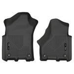 Black Husky Liners WeatherBeater front floor liners with raised edges and textured grip for 2018-2025 Ram trucks.