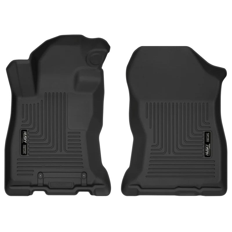 Black Husky Liners X-act Contour rubberized front floor liners for 2019-2024 Subaru Forester.