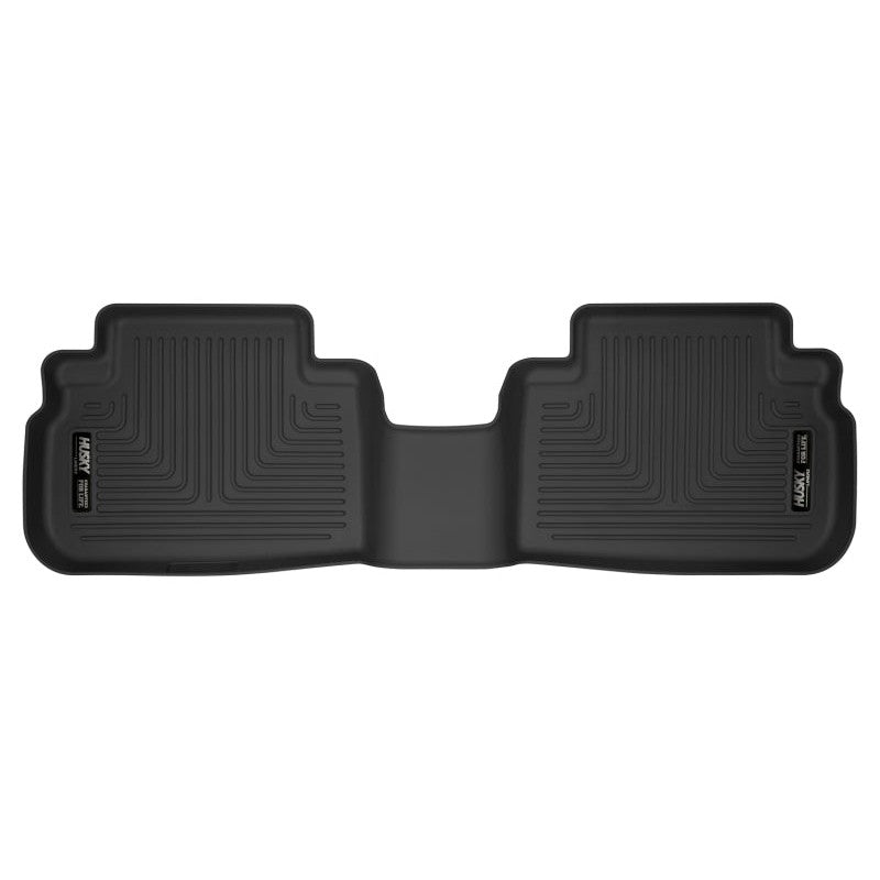 Husky Liners X-act Contour black second row floor liners for 2019-2024 Subaru Forester showing the DuraGrip surface.
