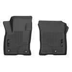 Husky Liners X-act Contour black front floor liners with rubberized DuraGrip texture and raised FormFit edges.