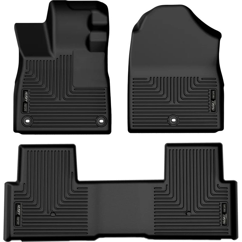 Husky Liners Weatherbeater black front and second-row floor liners for 2023-2026 Honda Pilot.