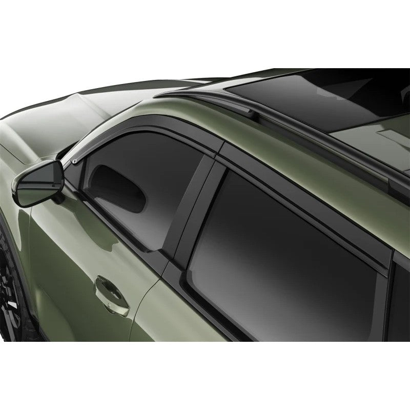 Smoke finish Husky Liners Low Profile Ventvisors installed on the window frame of a 2024-2026 Subaru Forester.