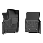 Black Husky Liners X-act Contour front floor liners with textured DuraGrip surface and raised spill-containment edges.