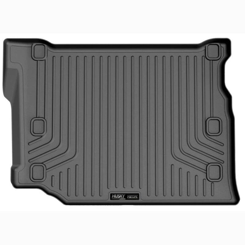 Black Husky Liners WeatherBeater cargo liner with raised FormFit edges and StayPut cleats.