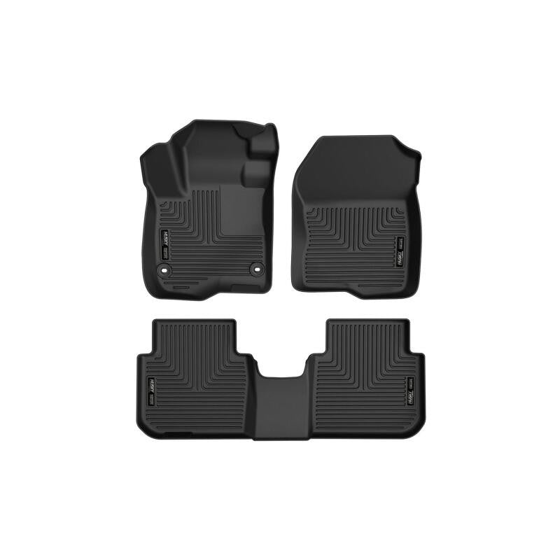 Black Husky Liners Weatherbeater front and rear floor mats for 2023-2026 Honda CR-V and Mazda CX-50.