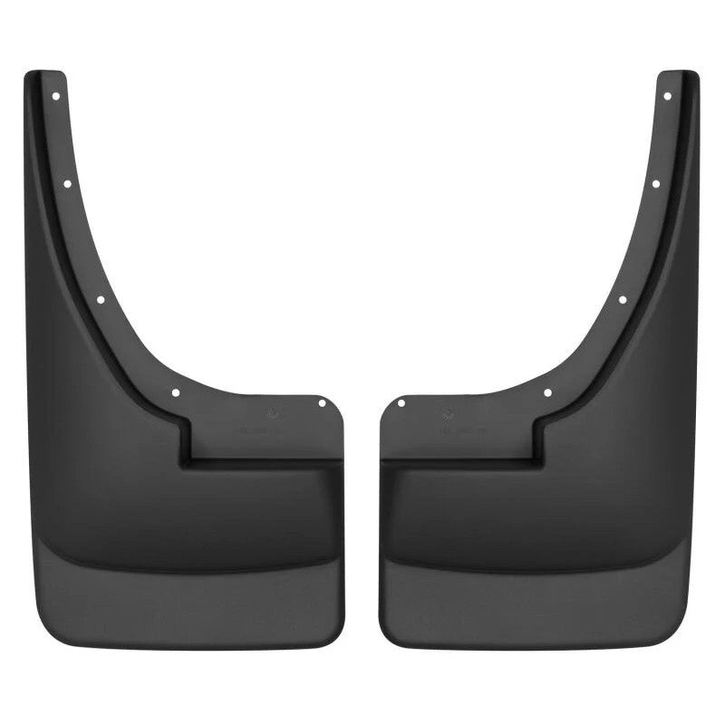 Husky Liners black thermoplastic custom-molded rear mud guards for 1994-2002 Dodge Ram trucks.