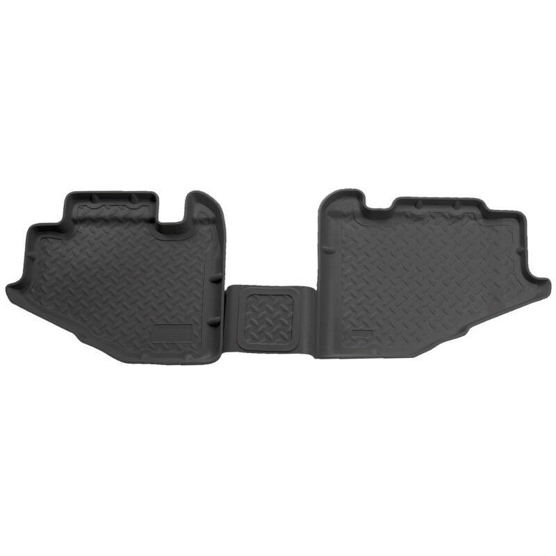 Husky Liners Classic Style black 2nd row floor liners with StayPut Cleats for 1997-2006 Jeep Wrangler.