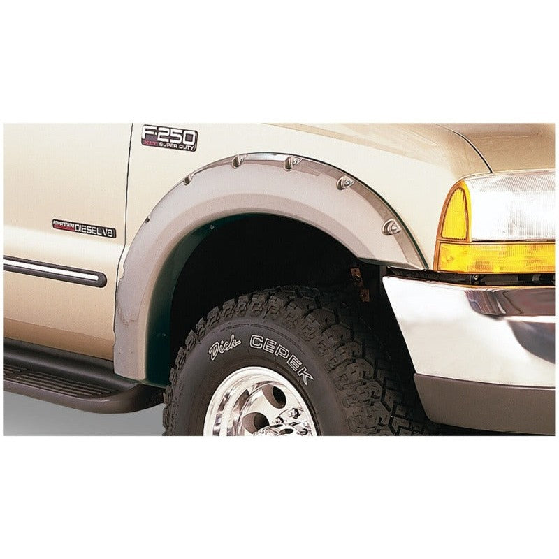 Husky Liners 4-piece matte black pocket style fender flares with stainless steel rivets for 1999-2007 Ford Super Duty