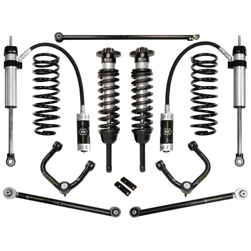 ICON Vehicle Dynamics Stage 4 suspension kit with 2.5 coilovers, Delta Joint UCAs, rear shocks, links, and track bar.