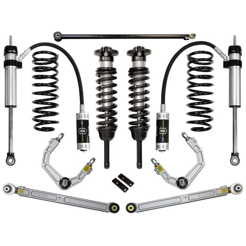ICON Stage 4 suspension kit with 2.5 series coilovers, remote reservoir shocks, and billet aluminum upper control arms.